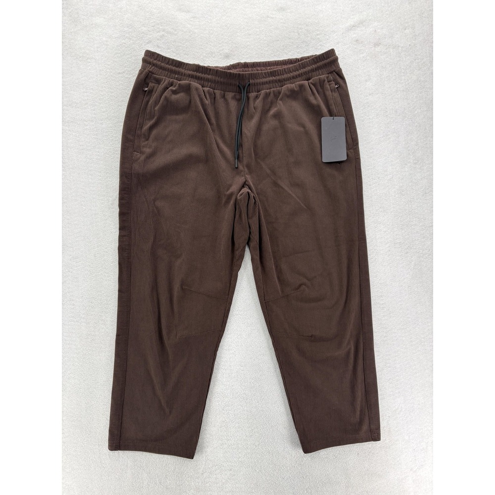 Fabletics The Club Cord Pant Mens 2XL Brown Corduroy Sweatpants Zip Pocket NWT